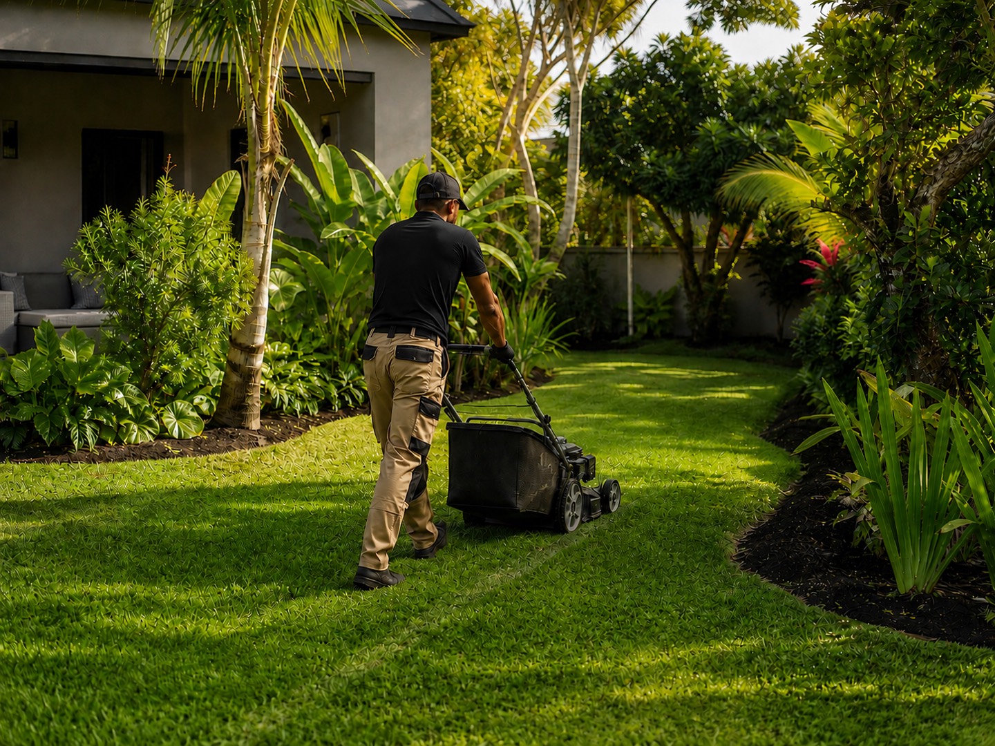 Tonte professionnelle d’une pelouse tropicale