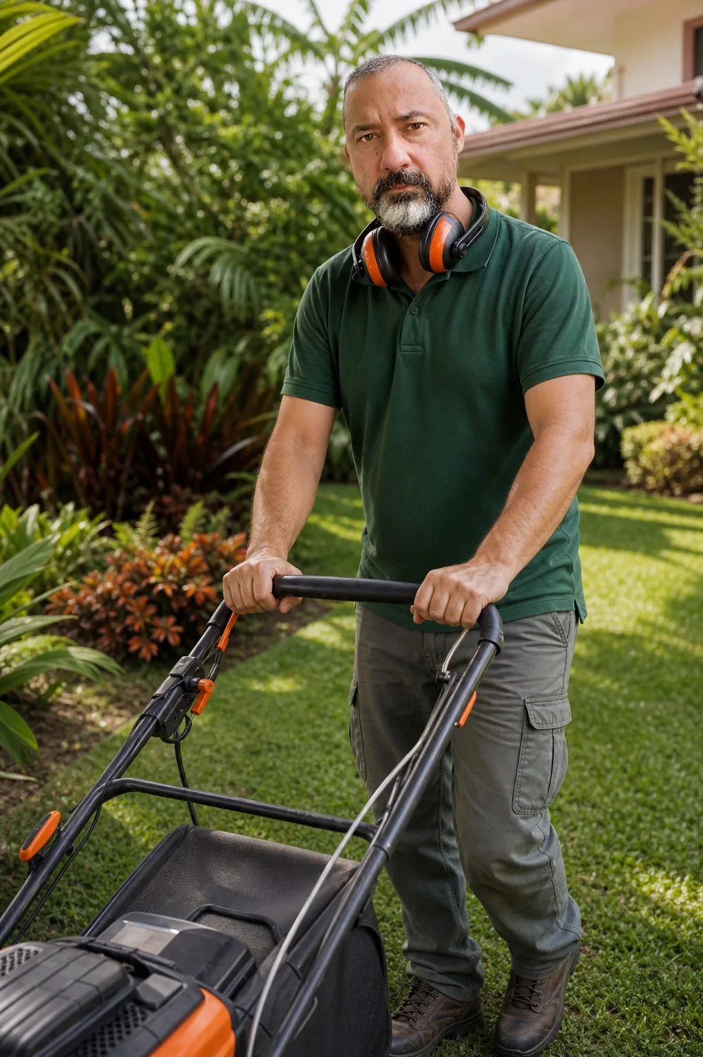 Professionnel intervenant dans un jardin à La Réunion
